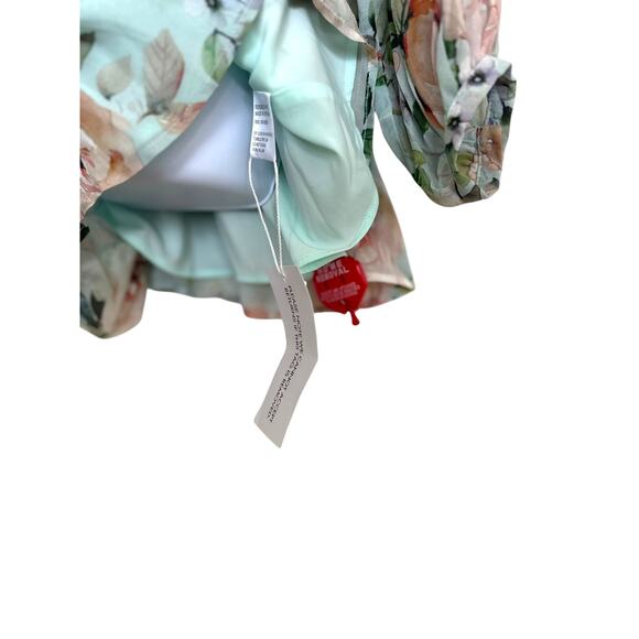 Yumi Kim Maya Romper XS Sunday Rose Aqua Floral Long Sleeve NWT Silk Chiffon - Picture 8 of 15